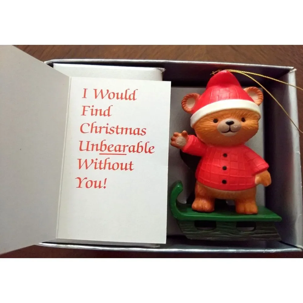 Bradford Novelty TEDDY BEAR Christmas‎ Ornaments 1984 Set of 3 in Box Hong Kong